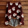 thumbnail image 5 of Hauts, T-Shirts et Blouses pour Femmes, Imprimé de Noël Décontracté, Col Rond, Manches Longues, Grande Taille, Vin, 3TG, 5 of 5