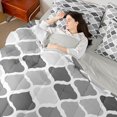 thumbnail image 5 of Castle Fairy Minimalist Geometric Quatrefoil Full Size Bedding Sets 7 Pieces,Geometric Grid Motif Full Size Bed in a Bag,Black Gray White,Reversible, 5 of 7
