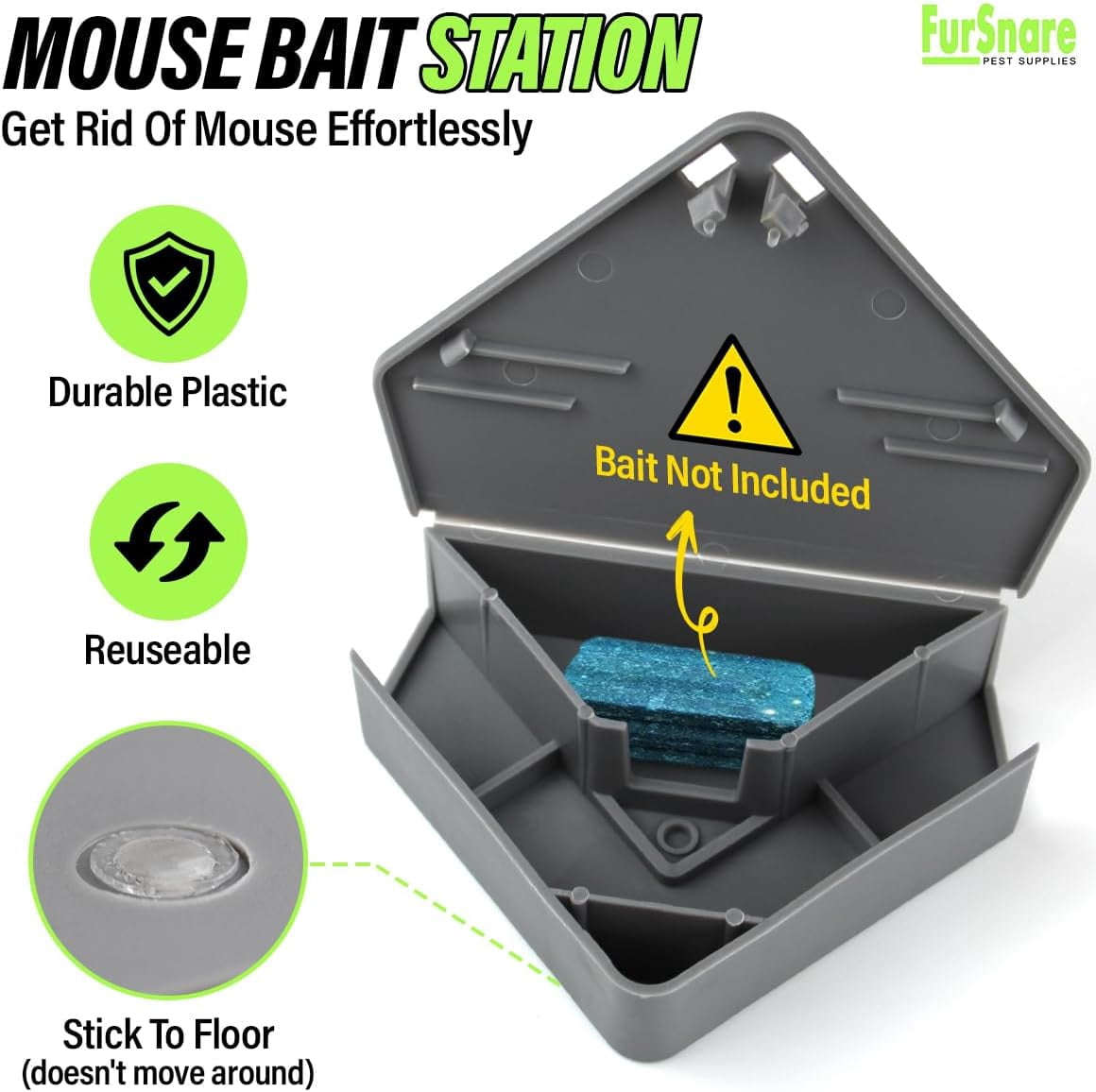 Mouse Bait Station for Outdoor & Indoor with Keys - Mice Traps for House Indoor Kill - Mouse Poisoning Rat Bait Box for Home, Pest Control - Reusable, Safe for Kids & Pets (6 Pack Rodent Traps)