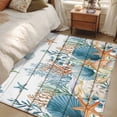 thumbnail image 4 of Area Rugs for Living Room 4x6 Ft, Teal Blue Coastal Non Slip Area Rugs for Kitchen Bedroom Entryway, Summer Beach Starfish Shell Coral Nautical Vintage Washable Carpet Runner Rug Floor Mats, 4 of 8