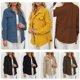 thumbnail image 3 of Chaqueta de invierno de moda para mujer, color sólido, cuello vuelto, manga larga, bolsillo de un so Abanopi Grande, 3 of 7