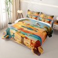 thumbnail image 3 of Castle Fairy Vintage Surfboard Sign Quilt Full,Sunset Palm Coastal Landscape Full Bedspread Sets,Orange Sand, 3 of 7