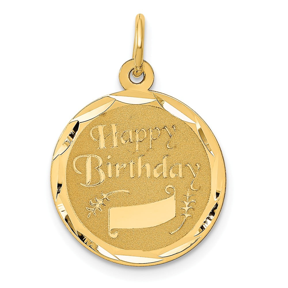 FB Jewels 14K Yellow Gold Solid Talking Happy Birthday Pendant