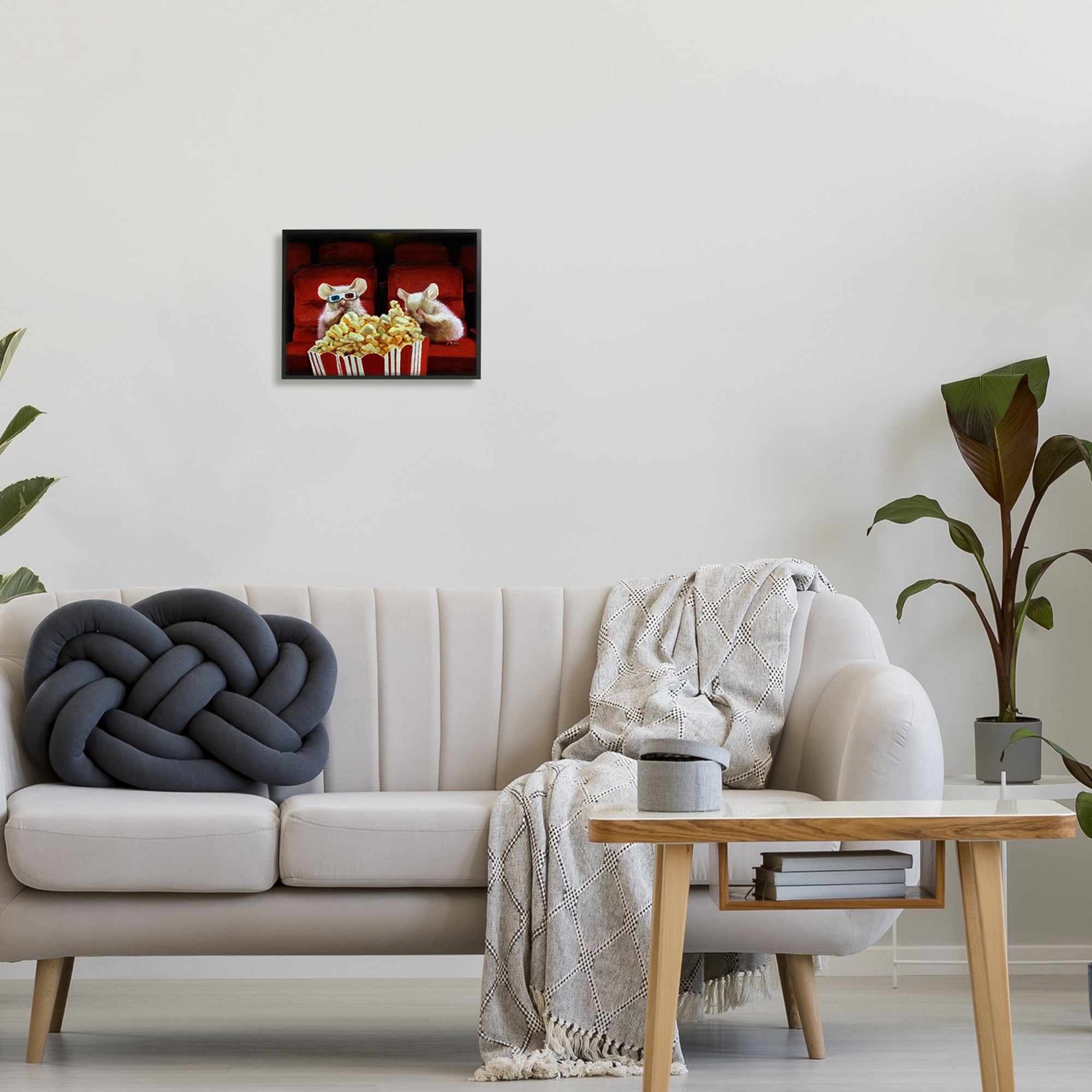 Stupell Industries Mice Movie Theater Popcorn Animals & Insects Painting Black Framed Art Print Wall Art