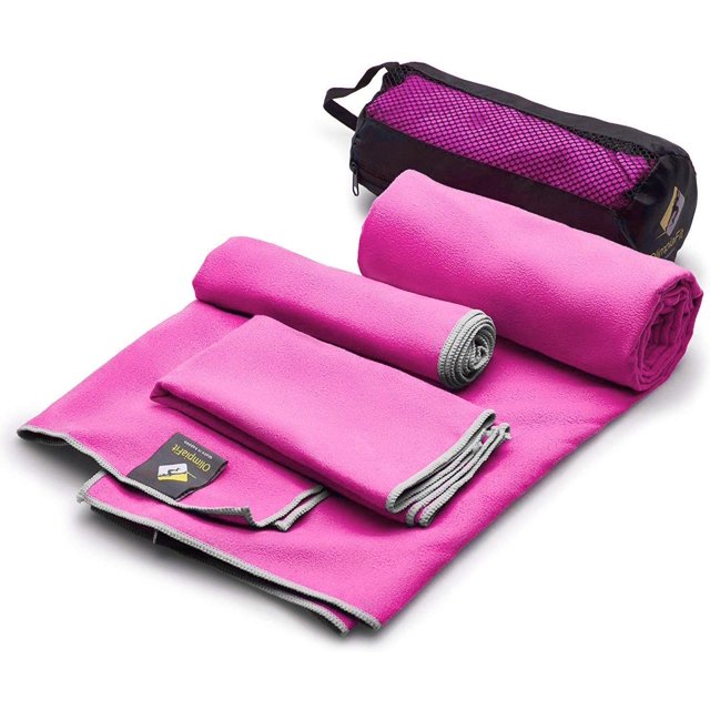 Olimpiafit Toalla De Secado Rápido – Paquete De 3 Tamaños De Toallas De Viaje De Microfibra Ligera Con Bolsa – Juego De Toallas De Secado Rápido Para Camping, Playa, Gimnasio, Mochilero, Deportes, Yog