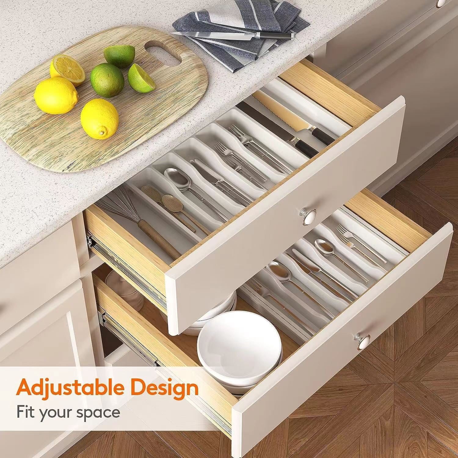 Senya Silverware Drawer Organizer, Expandable Cutlery Drawer Adjustable Utensil Tray Flatware Tray