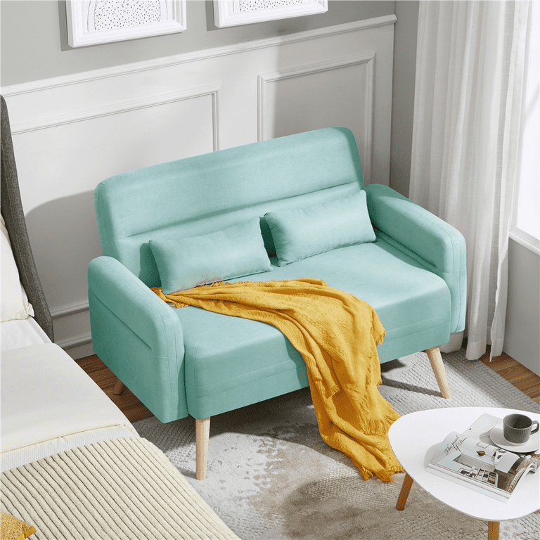 Aiho Modern Comfort Backrest Loveseat Sofa with Sturdy Wood Legs,Beige 