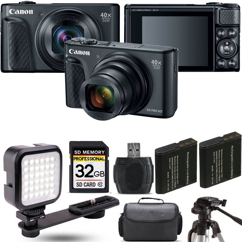 Canon PowerShot SX740 HS Digital Camera (Black)+ Extra Battery + LED