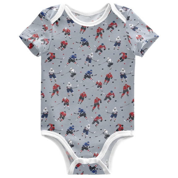 joogoo Hockey Players Winter Pattern Baby Bodysuits Short Sleeve Cotton Onesies Clothes 6Months