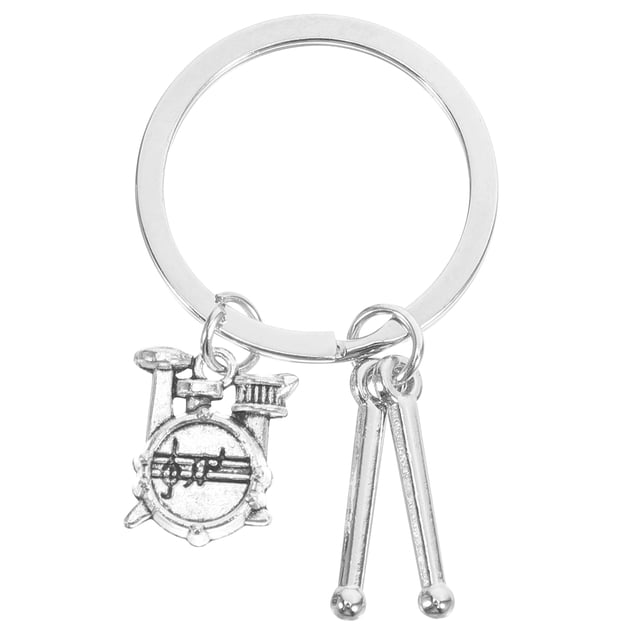 GOOHOCHY Llavero de tambor, baquetas de metal, llavero de percusión, llavero de caja, llavero de nota musical, llavero de instrumento musical para mochila, bolso, bolso colgante