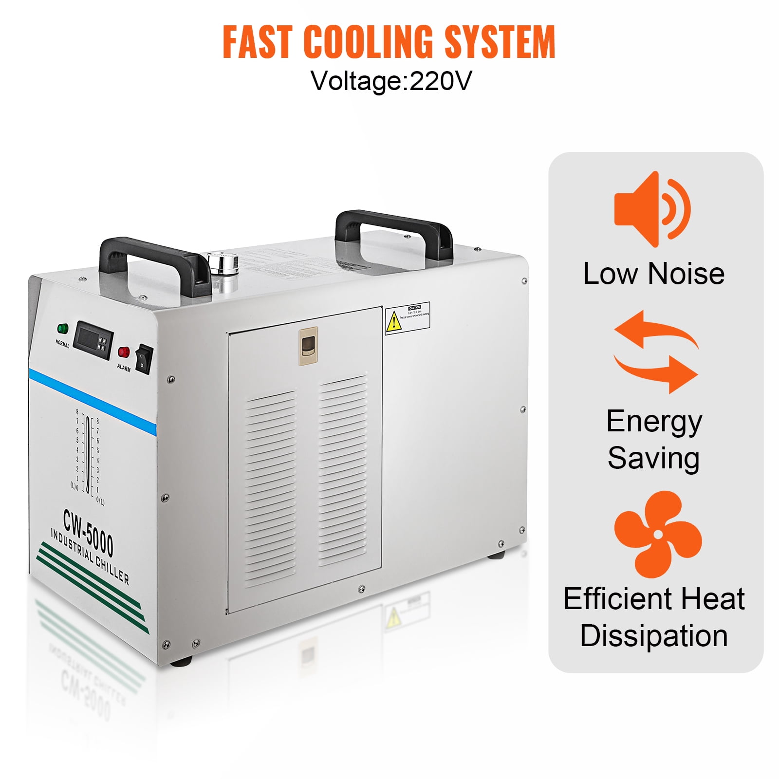 Water Chiller,CW-Industrial Water Chiller 7L,Water Cooling System,Thermolysis Type Water Cooling Chiller Machine for 60W 80W Laser Engraving Machine (CW-5000W)