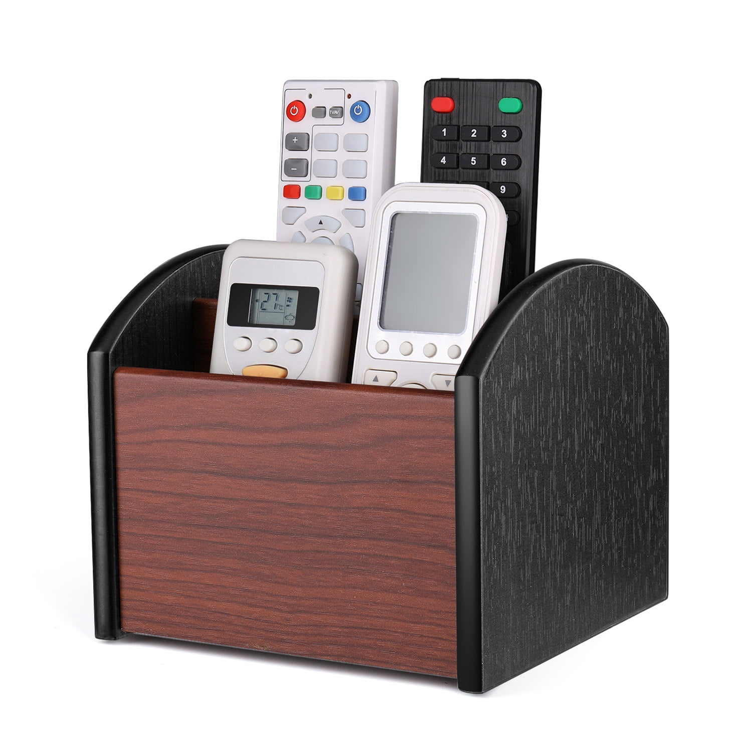 New Great Wood Revolving Desk or TV Remote Control Organizer Holder Caddy Box