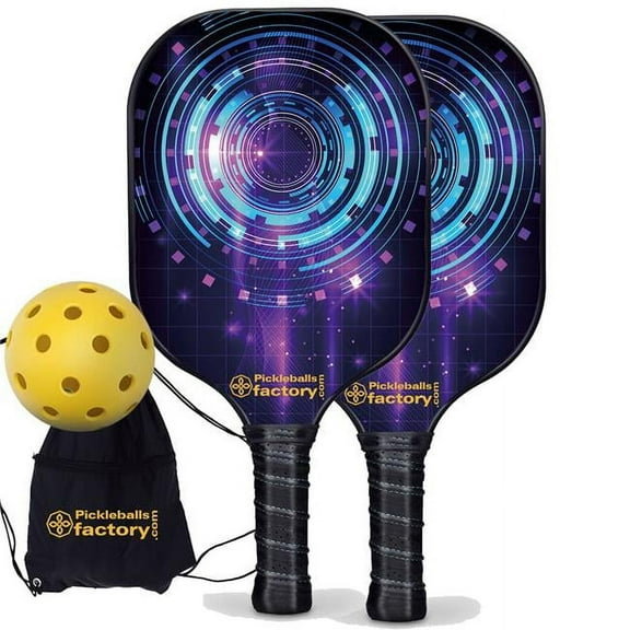 Pickleball Factory PB0006-1-G Pickleball Set - Circles Pro Pickleball Paddle, Wooden Pickleball Paddles, Glassfiber Graphite