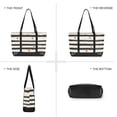 thumbnail image 6 of FORMRS Canvas Laptop Tote Bag for Women with 15.6" Computer Compartments Shoulder Handbag, Black Stripes, 6 of 7
