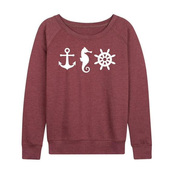 Instant Message - Nautical Symbols - Women's Lightweight French Terry Long Sleeve Shirt