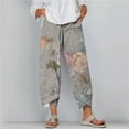 thumbnail image 2 of Bogo Blue Striped Linen Pants Women Petite Women'S Casual Pants & Capris Pink Pants For Women Pull On Stretchy Wide Leg Sweatpants Women Petite Length Womens Trousers Wide Leg, 2 of 5