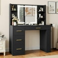 thumbnail image 6 of DEXTRUS 40-inch 4 Drawers Black Makeup Vanity Desk with LED Mirror, Power Outlets & Hairdryer Hold, 6 of 10