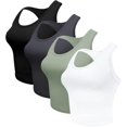 thumbnail image 3 of XINQIHANG 4 Pieces Women's Crop Tops Cotton Basic Tank Tops Racerback Sleeveless Sports Workout Crop Tank Tops, 3 of 7