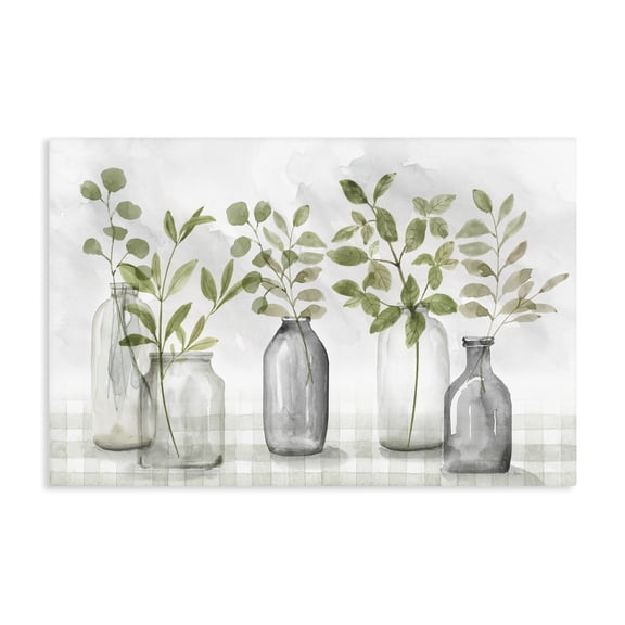 Stupell Industries French Country Greenery Leaves in Vases Canvas Art, 24 x 16, by Nan