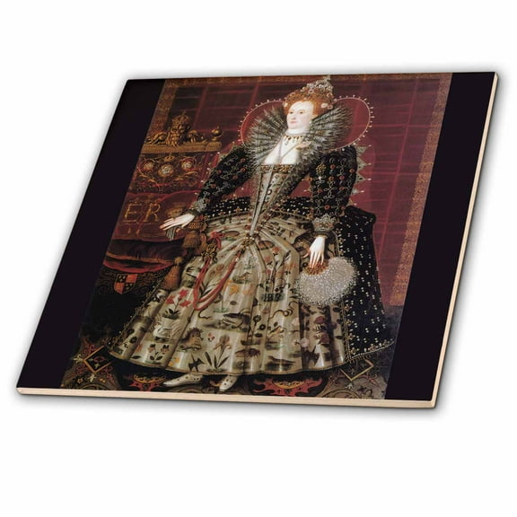 3dRose, Elizabeth I of England c. 1592 by Nicholas Hillard Studio, 4 Inch Ceramic Tile