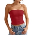 thumbnail image 3 of Gyexs Womens Tube Tops Strapless Slim Fit Tank Tops Double Layer Design Summer Fashion 2026 Red Size M, 3 of 6