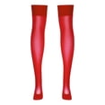 thumbnail image 3 of Yeahdor Bas Cuisse pour Femmes Bas en Soie Contrôle Haut Brillant Semi-Transparent Collants Rouge Taille Unique, 3 of 7