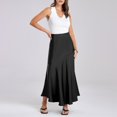 thumbnail image 2 of XIAONU Women's Maxi Skirt Satin Asymmetric Elegant Skirt Evening Galas Wedding Formal Skirt, 2 of 8
