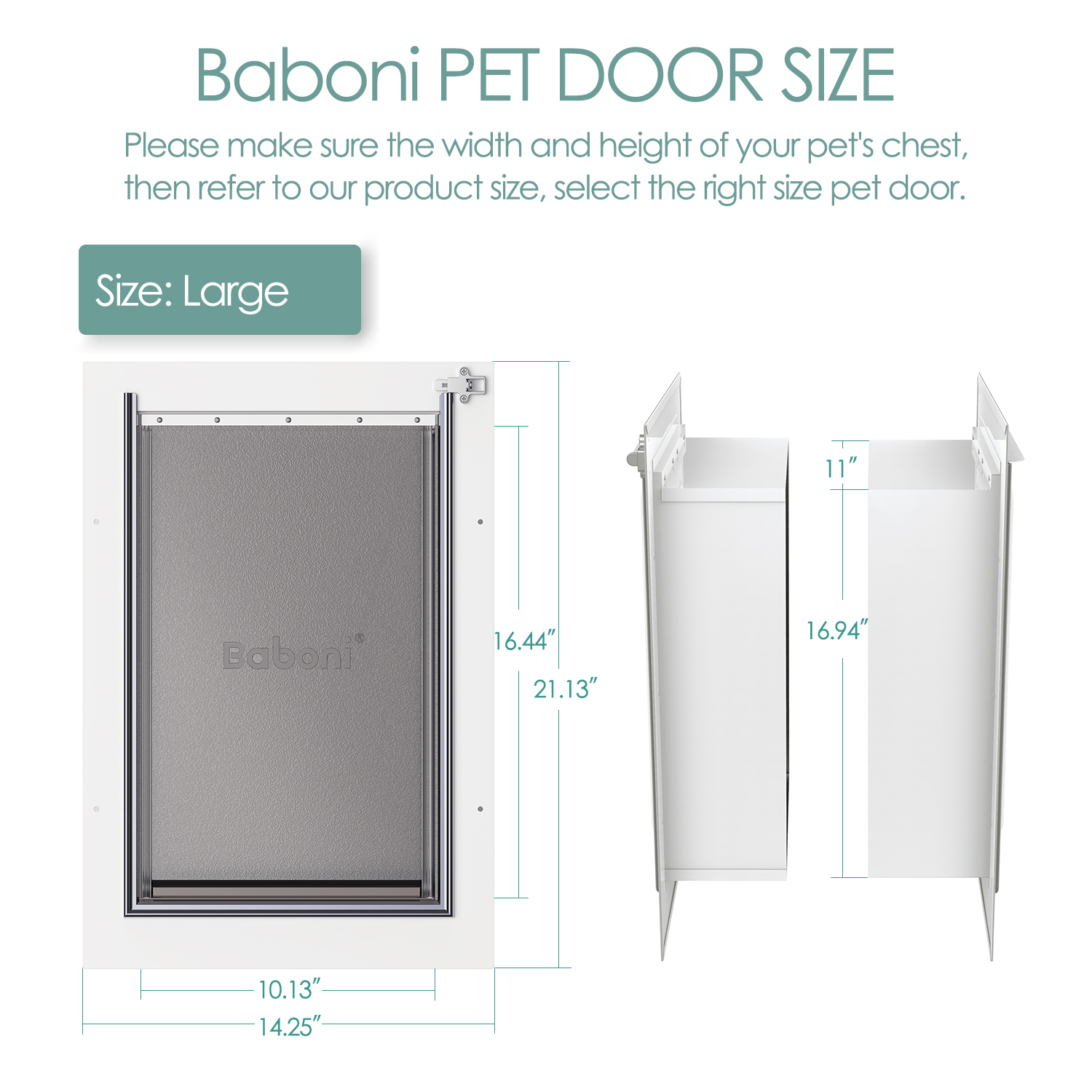 Baboni Pet Door for Wall, Steel Frame, Telescoping Tunnel, Large photo 2