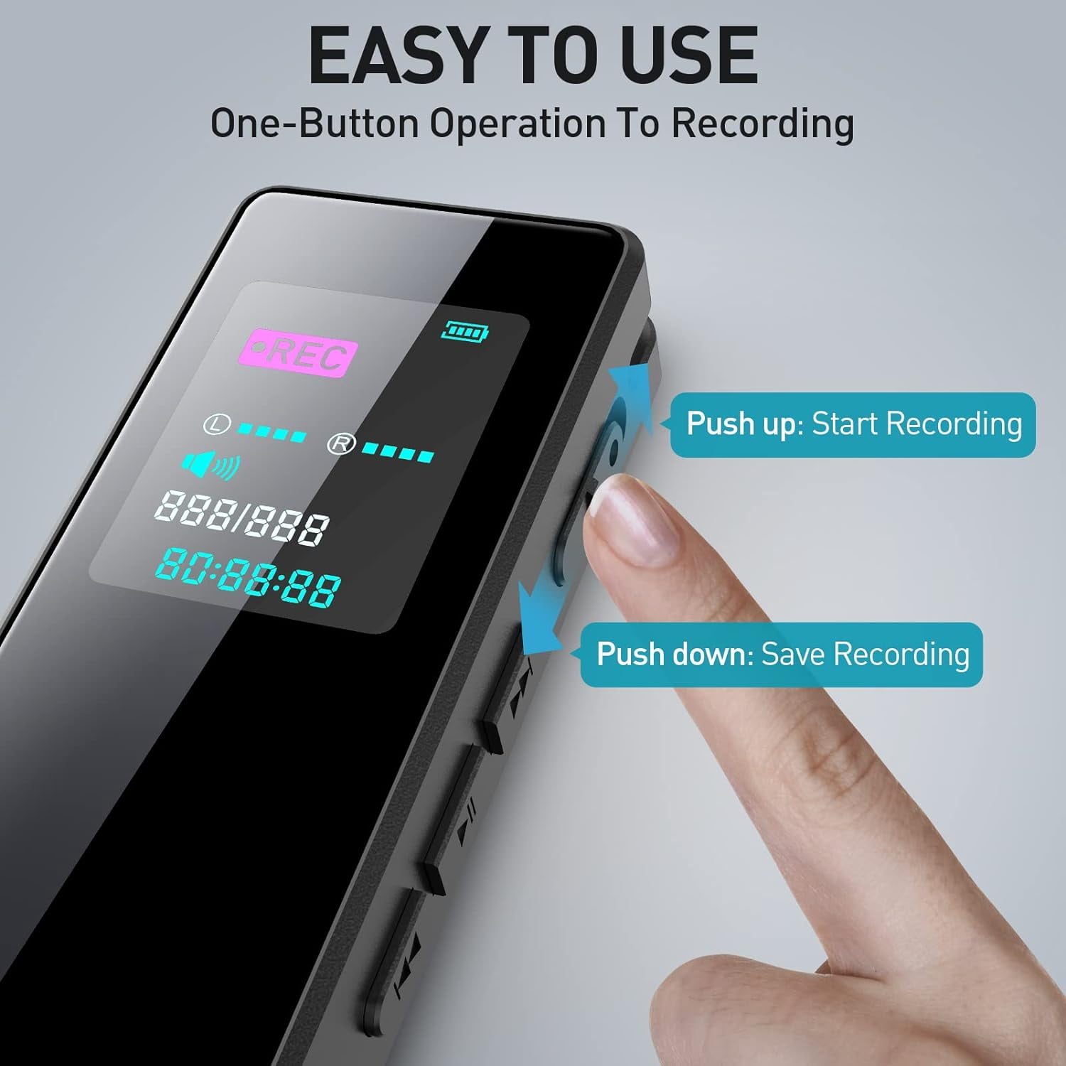 64GB Digital Audio Voice Recorder for Lectures Meetings, Voice Activated Tape Recorder with Playback Dictaphone Sound Recorder Recording Device, Noise Reduction, MP3 Player
