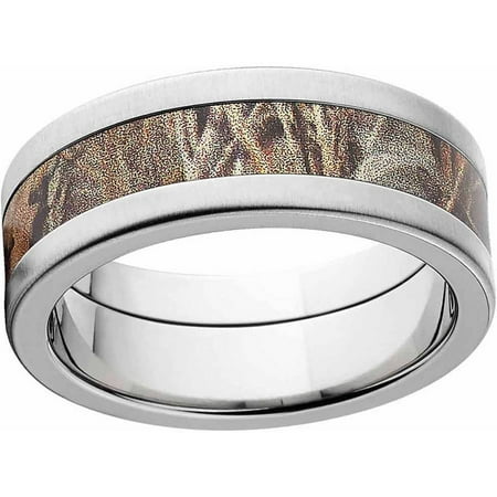 RealTree Max 4 Men's Camo Stainless Steel Ring with Cross Brushed Edges and Deluxe Comfort Fit