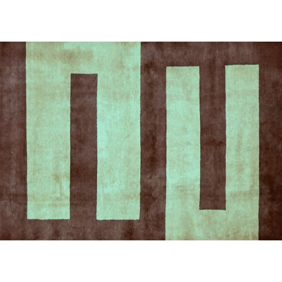 Ahgly Company Indoor Rectangle Abstract Light Blue Modern Area Rugs, 5' x 7'