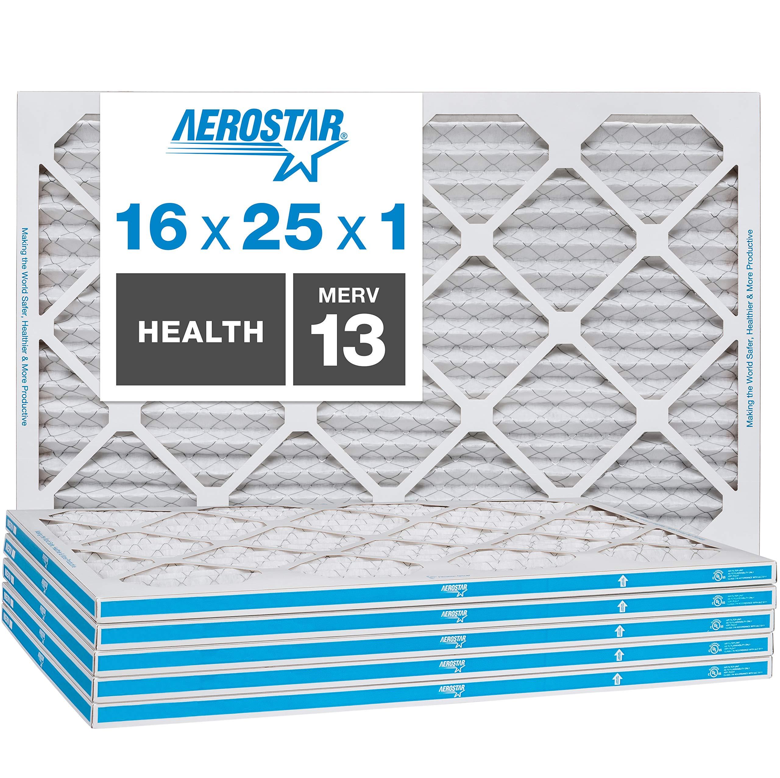 Aerostar Home Max 16x25x1 MERV 13 Pleated Air Filter, Made in the USA