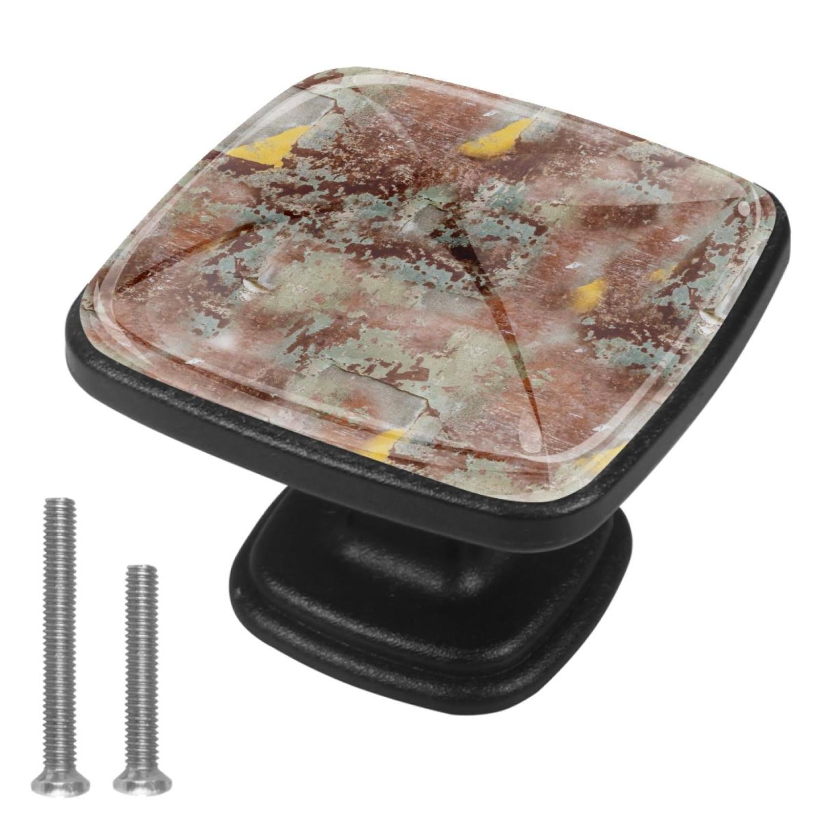 4 Pcs Cabinet Handle Drawer Pulls Abstract Texture Knobs with Screws ...