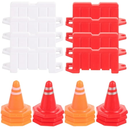 

40Pcs Mini Traffic Signs Toys Street Warning Signs Toy Mini Traffic Cones Road Fences Playset