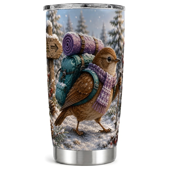 Backpacker Bird Tumbler 20oz, Hiking Tumbler, Stainless Steel Travel Cup