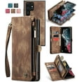 thumbnail image 2 of Wallet Case Compatible with Samsung Galaxy S24 Ultra 2 in 1 Leather Zipper Detachable Magnetic Phone Case with 10 Card Slots Clutch Purse Cover Samsung Galaxy S24 Ultra Premium PU Case Brown, 2 of 10
