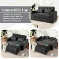 thumbnail image 4 of 65.7" Velvet Upholstered Sleeper Sofa with 2 Throw Pillows,Pull Out Sofa Bed Couch with Dual USB Charging Port and Adjustable Backrest,Loveseat for Apartment Office Living Room,Black, 4 of 7