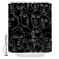 thumbnail image 2 of Abstract Style Waterproof Fabric Shower Curtain, Black Face Line Modern Character Art Shower Curtain for Bathroom Curtains Bathtubs Hotel Washable Shower Curtains with 12 Hooks Extra Long 72x84, 2 of 6