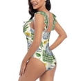 thumbnail image 5 of Yiaed Vintage Utensils Print Women's Ruffled One Piece Swimsuit V Neck Swimwear Slimming Monokini for Woman-Small, 5 of 8