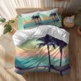 thumbnail image 2 of Summer Oceans Queen Size Comforter Set, Tropical Beaches Tree Dusk Coastal Landscape Bedding for All Seasons, 4 Pcs Bed Set, 1Quiltcover (90"x92") ,1Sheet(94"x116"), 2Pillowcases (30"x20"), 2 of 12