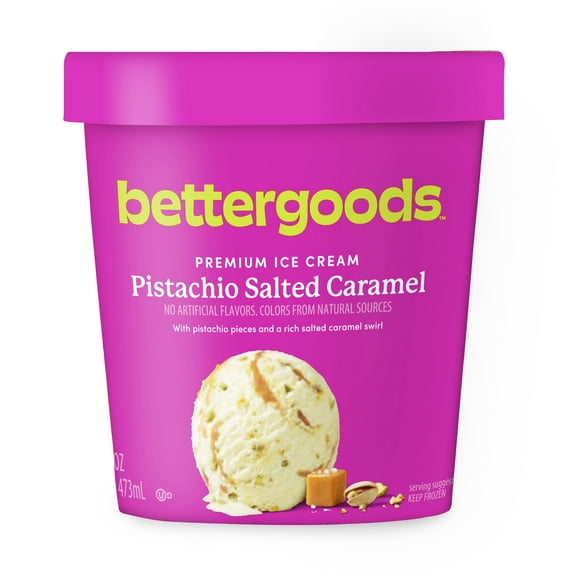 bettergoods Pistachio Salted Caramel Premium Ice Cream, 16 fl oz