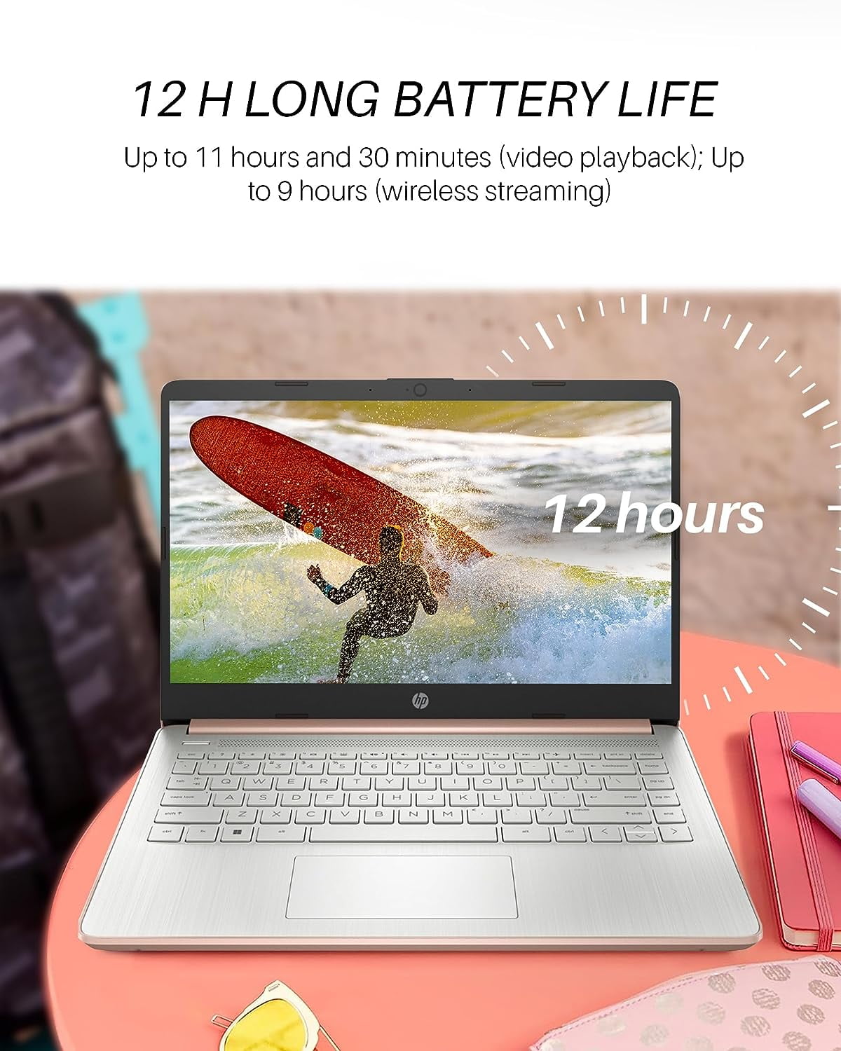 HP Stream 14" Laptop for Student Business, Intel Quad-Core N4120, 16GB RAM, 384GB Storage(128GB eMMC+256GB Micro SD), 1-Year Microsoft 365, Windows 11 Pro