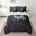 thumbnail image 2 of Blue Purple Honeycomb 7 Piece Comforter Set Full Bed in a Bag,Gaming Bedding Sets Gamer Room Decor Sheet Set with Comforter, 2 of 5
