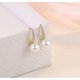 thumbnail image 3 of 1 par (oro) Pendientes colgantes de perlas blancas para mujer Pendientes de anzuelo colgantes brillantes chapados en oro Hipoalergénicos simples y atmosféricos Sincero Electrónica, 3 of 5