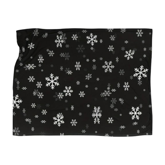 CuiLiyq Winter Snowflakes Black Fleece Blanket, Lightweight Soft Christmas Throw Blanket, for Couch Bed Camping Travel Soft Cozy Blanket (39.4" x 27.6")