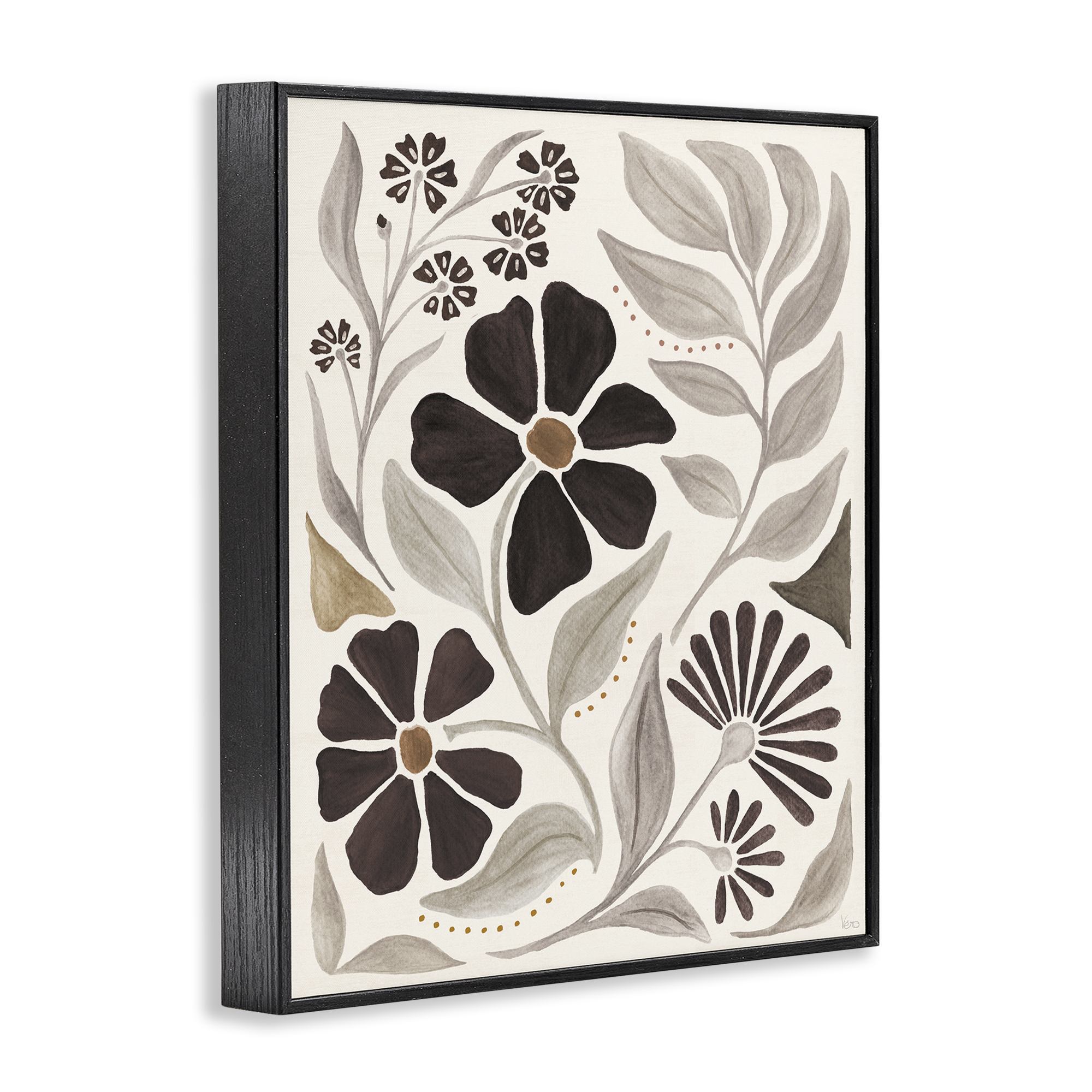 Stupell Industries Curving Boho Plants Botanical & Floral Painting Black Framed Art Print Wall Art, 11 x 14
