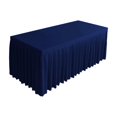 thumbnail image 2 of Navy Blue 4FT Rectangular Tablecloth with Pleated Skirt, Wrinkle Resistant Polyester Table Cover for 120x60x75cm Tables, Elegant Drape for Banquet & Event Decor, 2 of 6