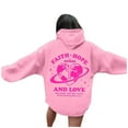 thumbnail image 3 of TFEOQRY Hooded Sweatshirts for Women Loose Personalized Print Design Pullover Long Sleeve Hooded Tops Sweatshirt Pink, 3 of 3