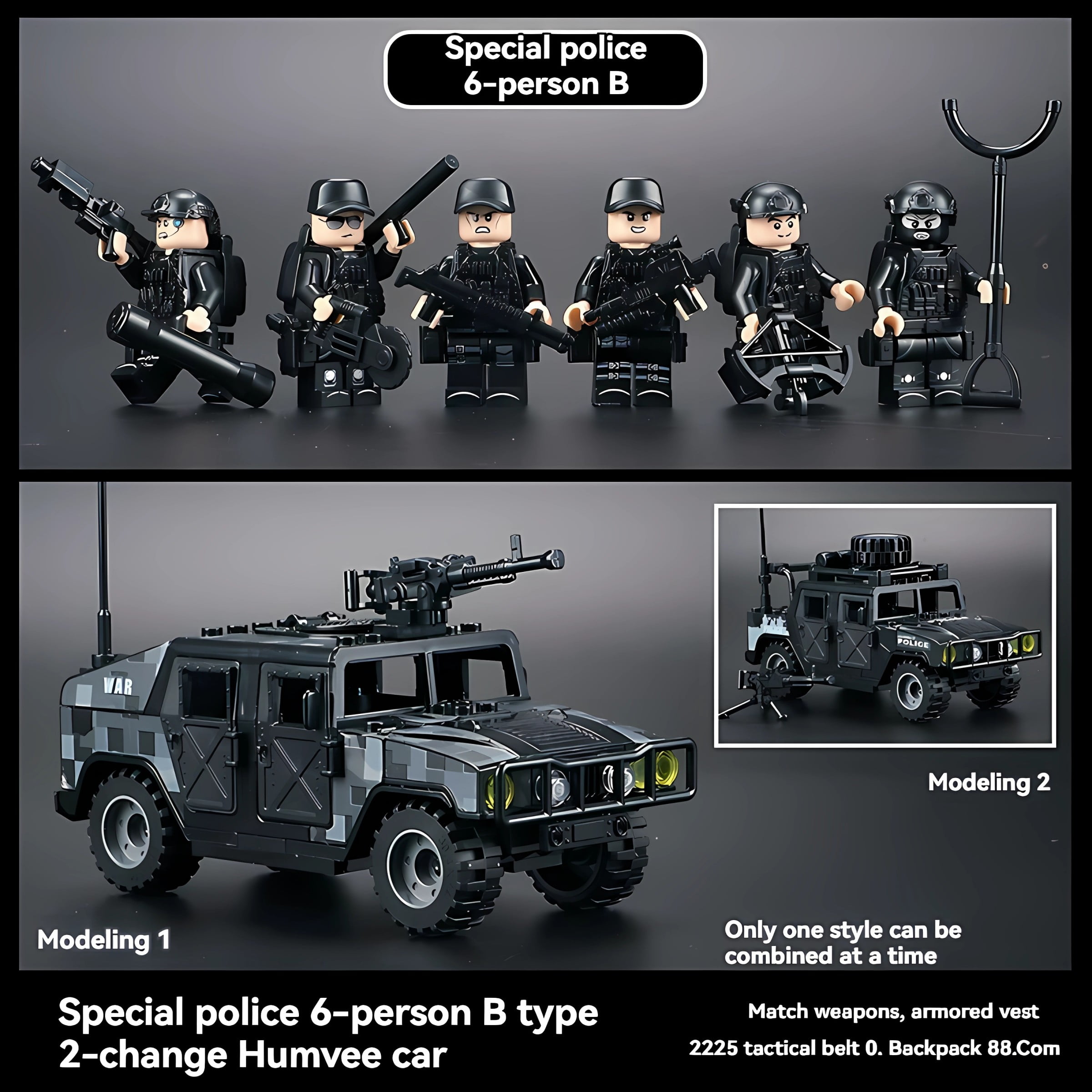QPAZ Military Building Block Set - Desert Special Forces Ghost Soldier with Humvee, Creative Assembly Toy for Kids