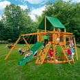 thumbnail image 3 of Gorilla Playsets Navigator Wooden Swing Set with Green Vinyl Canopy, Monkey Bars, and Rock Climbing Wall, 3 of 13
